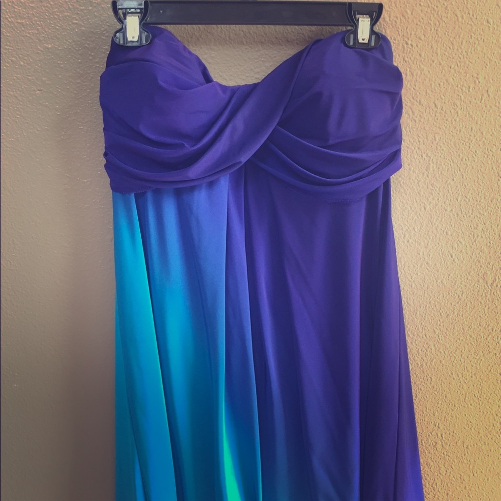 Dress, strapless mini cocktail size 14.Purple/blue